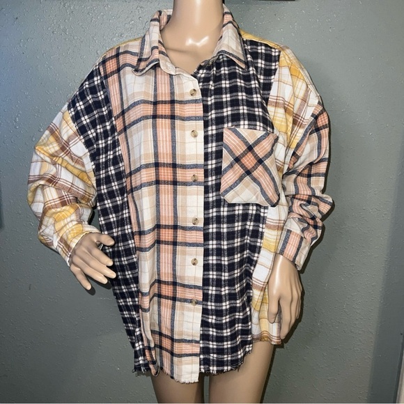 no comment Tops - No Comment 1X Long Sleeve Plaid Women's  Button Up Shirt Women’s Clueless Plaid